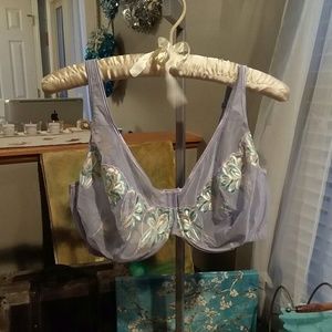 Lavender sheer bra with embroidery
